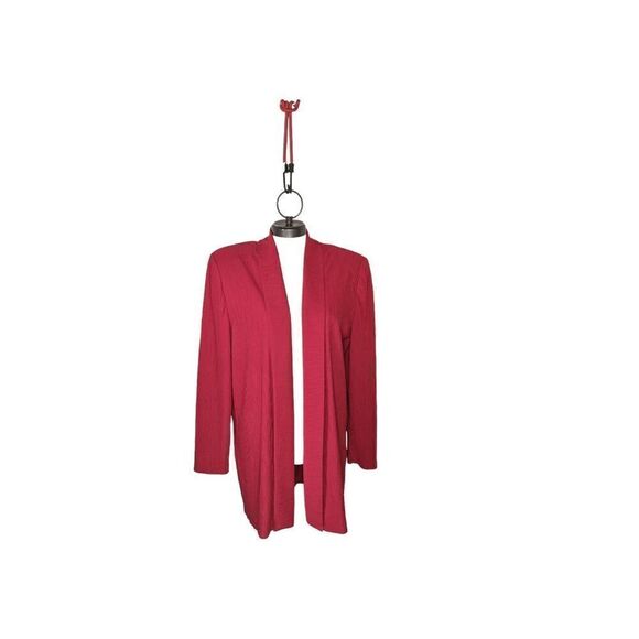 Vintage 80 Red Essentials Worthington Blazer long sleeve padded shoulders Size L - Picture 1 of 6